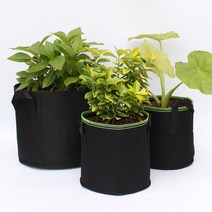 원형 그로우백 부직포 화분 숨쉬는화분 다용도 친환경 실내 베란다 텃밭 대형화분, 블랙/녹색박음질