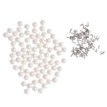 40/60/80 DIY 옷 모자에 대한 패션 진주 리벳 스터드 세트, 화이트, 설명