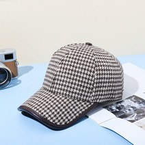 하운드투스2022 레트로 영국 야구 모자 남성용 갈색 회색 겨울 PU 가죽 테두리 클래식 격자 무늬 여성 뼈