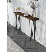 복도장 슬림 콘솔 미니 인테리어 벽 테이블 철제 다리, 조립하기길이100 폭20 높이80블랙 월너트