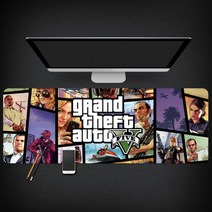Grand Theft Auto 마우스 패드 GTA5 마우스 패드 대형 컴퓨터 게임 노트북 키보드 마우스 장패드 책상 패드 pc 게임 모바일 게임 캐릭터 마우스패드, 04_300x800mm | 3mm