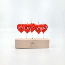 보니스유 레터링 하트초(5개입) 귀여운 생일 파티 케이크 초 캔들, 10세트, LOVE 하트초(레드)