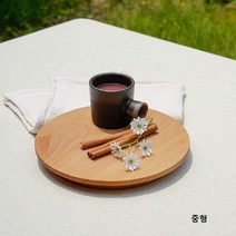 감성 천연 너도밤나무 통나무 원목 향균 양면 보드 도마 원형 플레이트 접시 (중)