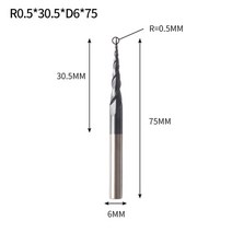Vack 카바이드 볼 노즈 엔드 밀 3.175mm 4mm 6mm 8mm 볼 노즈 테이퍼 엔드 밀 라우터 비트 cnc 테이퍼 목재 금속 밀링 커터, r0.5x30.5xd6x75l