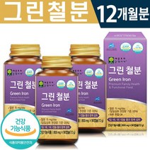 식약처 인증 그린 철분 90캡슐 1일 1캡슐 3개월분 유산균 배양물 철분 7년연속1위 팜스빌 무첨가물 가임기 여성 성장기 어린이 빈혈 개선 건강 기능 식품 홈쇼핑 방송 정품 영양제, 4개, 90정