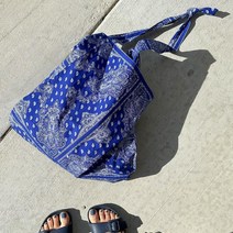 캘로 페이즐리 컬러 코튼 에코백 핑크 그린 네이비