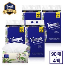 템포 프리미엄 천연펄프 소프트 티슈 4겹 90매 4팩, 4개입