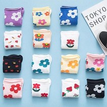 기타 바보사랑[필레오상점]알록달록 플라워 패턴 꽃 양말 8color