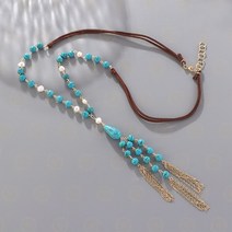 해외배송 펜던트 한손으로 연결된 세미 귀중한 합성 석과 담수 진주와 체인 술 목걸이 (BE1142)