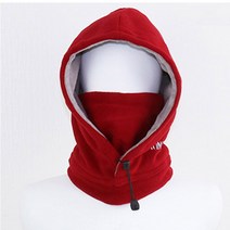 베이직엠 남성 여성 겨울 방한 후드모자 넥워머, 레드