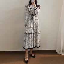 요시아나 [당일발송] 여리여리 문라이트 플라워 쉬폰 롱원피스