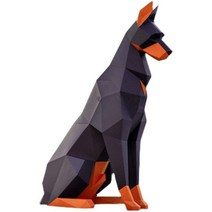 페이퍼 크래프트 종이접기100 cm68 cm 높은 도베르만 개 3d 종이 모델 동물, 68cm, 블랙 오렌지