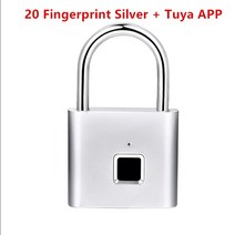 TUYA-앱 스마트 블루투스 10 지문 인식 도어락 자물쇠 빠른 잠금 해제 아연 합금 USB 충전식 사물함 블랙 실버, Tuya APP silver
