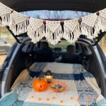 _ 캠핑 차박소품 마크라메 가랜드 셀프촬영 핸드메이드, 꽃 구슬