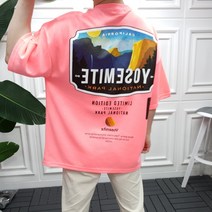 프롬엘 남자 여름 요세미티 프린팅 박스 오버핏 반팔티셔츠(5COLOR)