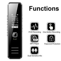 음성 녹음기 디지털 보이스 레코더 미니 장시간 오디오 스피커 32gb usb 충전식 재생 사운드 mp3 플레이어 소음 감소 원격 녹음, 검은색