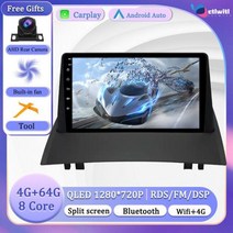 르노 메간 2 카플레이 터치 스크린 내비게이션 자동차 라디오 비디오 플레이어 멀티미디어 안드로이드 13, 4G 64G CAM