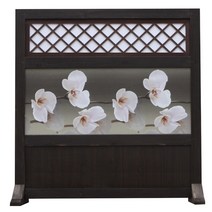 {생활의 지혜] 748-628 폭 120 x 높이 130 cm 월넛색 원목 파티션 양면 동일 디자인 찢김 방지 한지 사용 인테리어 생산 공장 비 규격 생산 가능