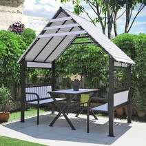 원두막 조립식 통나무집 오두막 통나무 정자 옥상, 18 흰색 플라스틱 나무 오두막 + 테이블 (수납 포함