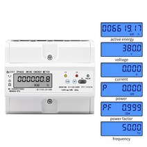 Din 레일 전기 2 상 에너지 미터 RS485 kWh 소비 전력 전압 전류 전력계 모니터 Modbus RTU 120/240V