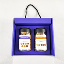 [스마일월드 답례품] 견과류답례품 - 2구세트 고급종이상자 장례 조문 장례후 결혼 돌 칠순 회사 행사 답례품 선물세트, 03. 2구세트-3호(고급형2개)+상자(퍼플)