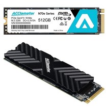 Acclamator 512GB PCIe 4x4 NVMe 솔리드 스테이트 드라이브 PS5 읽기 7000MB/s M.2 2280 3D NAND TLC N70E와 호환, 512GB NVMe, N70E-7450MB/s