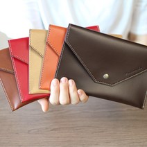 모두샵 수제 천연 가죽 통장지갑 통장케이스 이니셜각인가능, 정자체(고딕체), 브라운, 1개