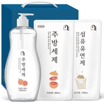 오늘의쉼표 세제 선물세트 답례품 자몽 51호 (주방세제 펌프 + 리필 + 섬유유연제), 1세트
