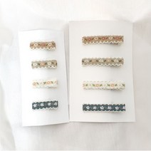 지니팡팡 (2가지 사이즈) 네이처 자수 집게핀 아기 여아 유아 머리핀