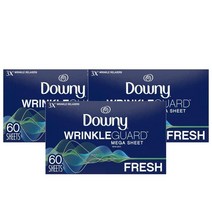 다우니 링클가드 드라이어 시트 프레쉬 60장 Downy Wrinkleguard Dryer Sheets Fresh Scent, 3팩