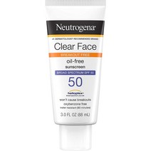 Neutrogena 클리어 페이스 액상 로션 광범위한 스펙트럼 SPF 50 여드름 피부용 무향 옥시벤존프리 논코메도제닉 89ml 1개
