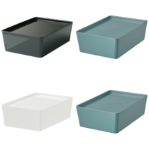 이케아 서류/미디어수납함 KUGGIS 쿠기스 수납상자+뚜껑 터쿼이즈 18x26x8 cm