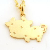 14K GOLD [미아방지목걸이] 음메송아지반짝_BP544