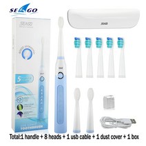 음파전동칫솔 초음파 전동 칫솔 음파 진동 치솔1pc USB 충전식 칫솔 교체 헤드 소닉 전동 SG-507 성인 타이, 09 blue box head