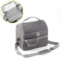 휴대용 2단 아이스백 8리터 보냉 보온 캠핑 아이스 박스 도시락 가방 미니 쿨러백, 그레이(8리터)