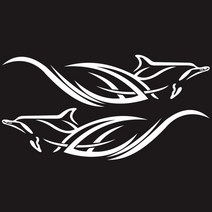 물 장식에서 재생 돌고래 자동차 스티커 재미있는 스포츠 레이싱 줄무늬 사이드 스티커 자동차 액세서리 도어 허리 라인 비닐, 하얀