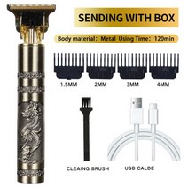 철근절단기 USB 전기 헤어 클리퍼 충전식 면도기 수염 트리머 전문 남성 커팅 머신 이발사 컷 t9, 03 Metal Dragon, 한개옵션1