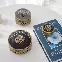 엔틱 화장대 유리 보석함 보관함 신주 3종, M, 1개