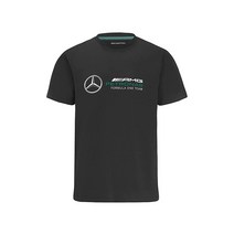 Mercedes AMG Petronas Formula One Team - 공식 포뮬러 1 상품 라지 로고 티셔츠 화이트., Large, Black