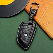 BMW 스마트 고급 가죽 키케이스 5시리즈 3시리즈 1시리즈 X3 X5 X7 키링 키홀더 홀더세트 열쇠고리 차량용품, A타입, 블랙-01