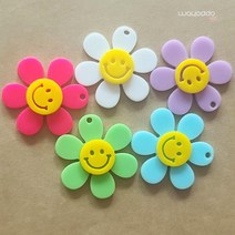 와요또 스마일 꽃 펜던트 키링 만들기 부자재, 연두