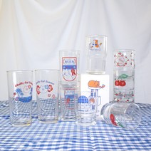 식빵뚱냥 고양이 캐릭터 레트로 일러스트 홈카페 유리잔 선물 유리컵, 알로하 비치