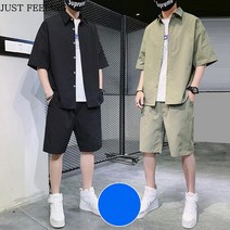 JUST FEEL!NG 남성/상하세트/반팔/셔츠/남방/5부 바지/캐주얼/트레이닝/투피스
