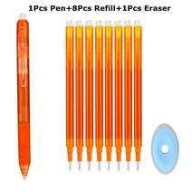 0.7mm 마술 지울 수있는 펜 압박 젤 세트 8 개의 색깔 보충 물 막대 잉크 문구 용품 철회 가능한 빨 손잡이, [25] Orange-10Pcs set