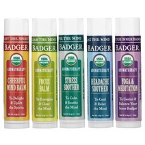 Badger Company 유기농 아로마테라피 여행 키트 5팩 각 4.3g(15oz)