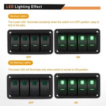 GOOACC 4 갱 로커 스위치 패널 5핀 온 오프 토글 스위치 알루미늄 홀더.. 정품보장, Green, 4Gang Switch Panel