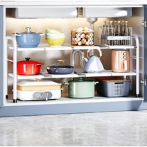 DND마켓 하부장 수납 선반 길이조절 (주)존글로벌, 2단 L, 블랙