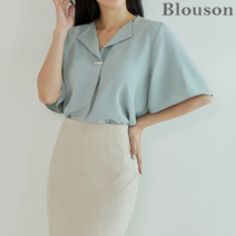블루종 블루종 한정수량/패플단독 55-77 진주 오픈카라 블라우스_B2206BL160B