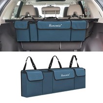 자동차 트렁크 정리함 및 보관함 SUV 트럭 MPV용 뒷좌석 걸이 오거나이저 방수 4개의 포켓이 있는 접이식 카고 보관 가방 남성 및 여성용 자동차 내부 액세서리(블랙), Blue
