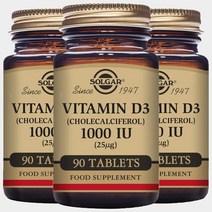 솔가 비타민 D3 (콜레칼시페롤) 1000IU 타블렛, 90개입, 3개